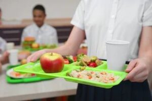 Girl holding school meal-Secondary School